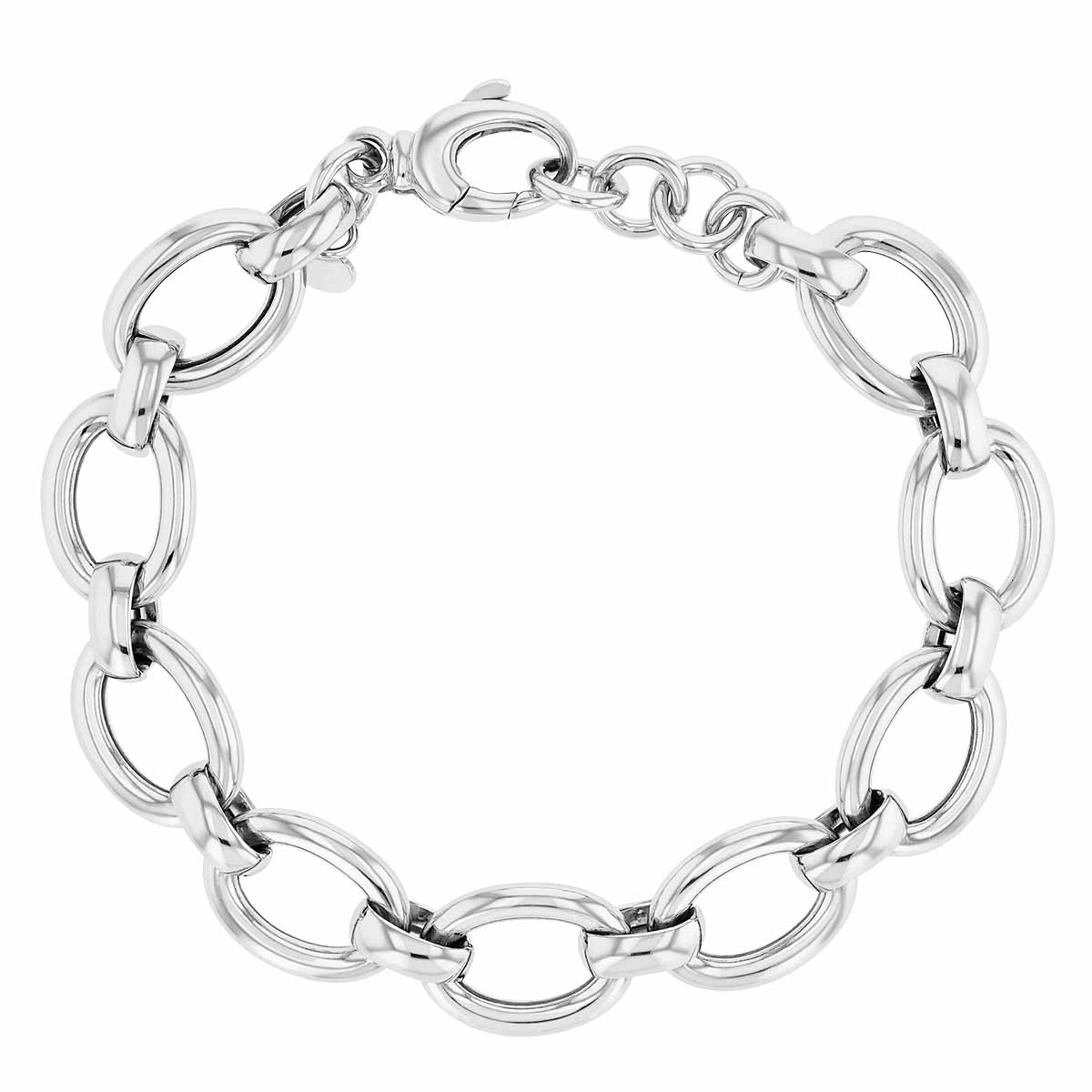 Sterling Silver Large Oval Link Chain Bracelet, 9