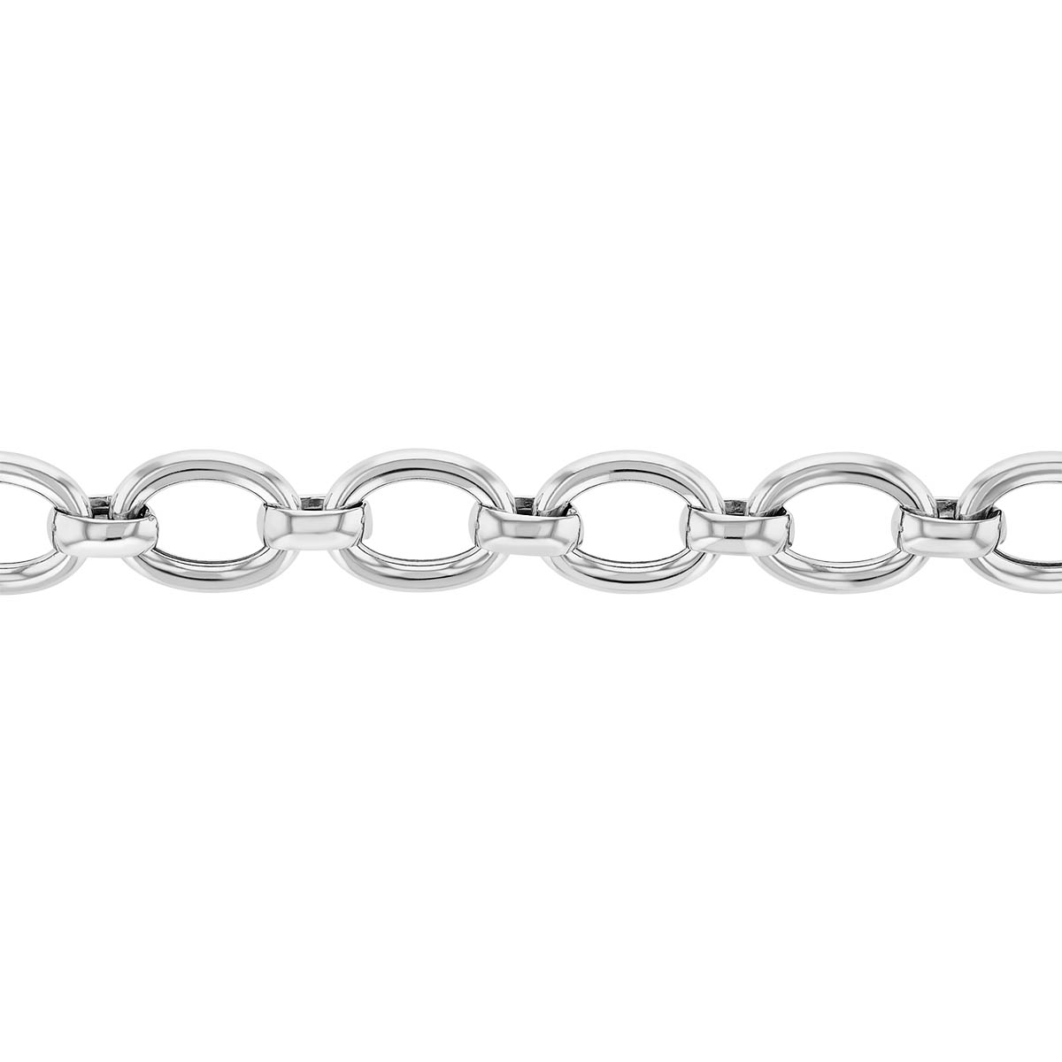 Sterling Silver Large Oval Link Chain Bracelet, 9