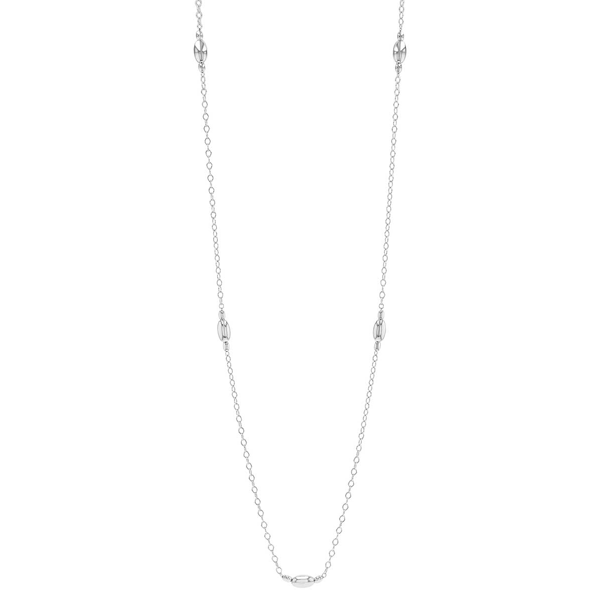 Sterling Silver Oval Bead Station Necklace, 39