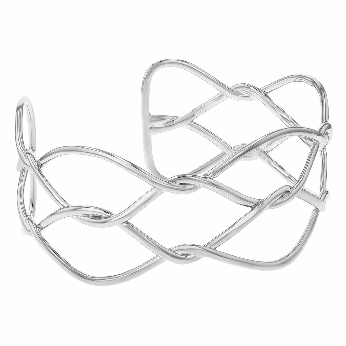 Sterling Silver Intertwined Wave Cuff Bracelet, 7