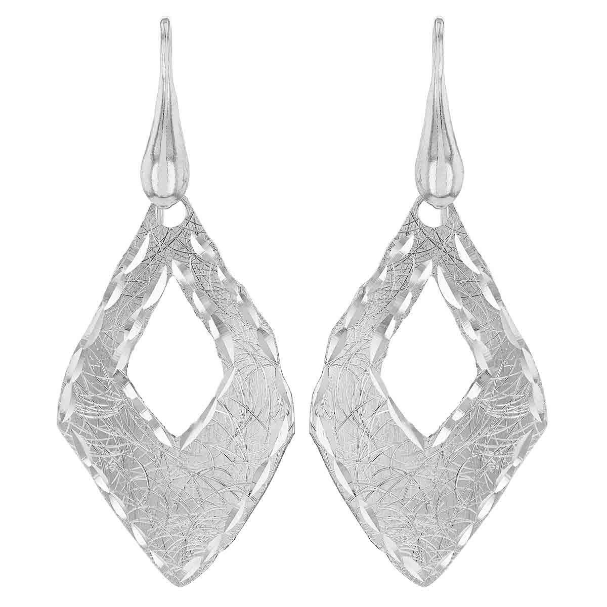 Sterling Silver Etched Kite Dangle Earrings