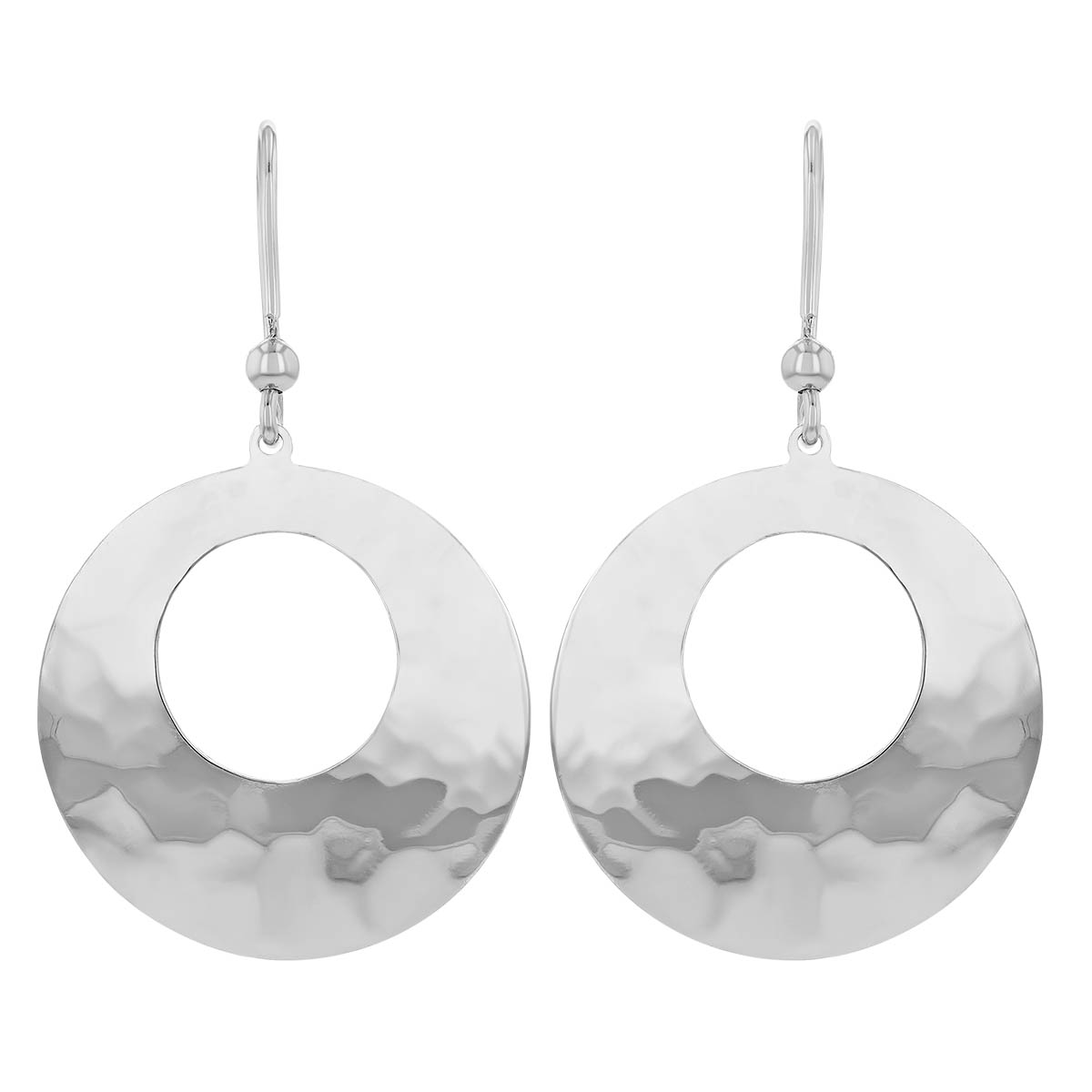 Sterling Silver Hammered Texture Disc Dangle Earrings