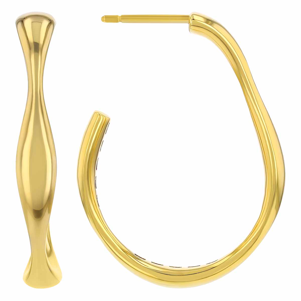 Pesavento Elegance Yellow Gold Vermeil Wave J-Hoop Earrings