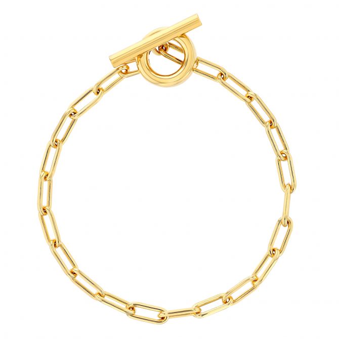 Pesavento Elegance Yellow Gold Vermeil Paperclip Link Toggle Bracelet, 7.5"