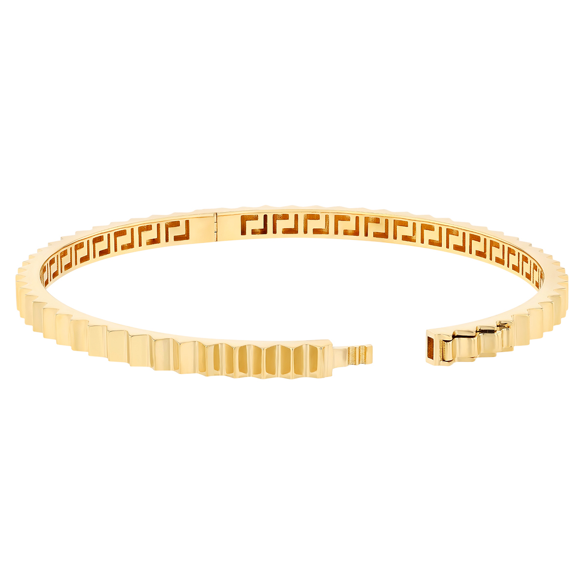 Yellow Gold Sawtooth Edge Bangle Bracelet