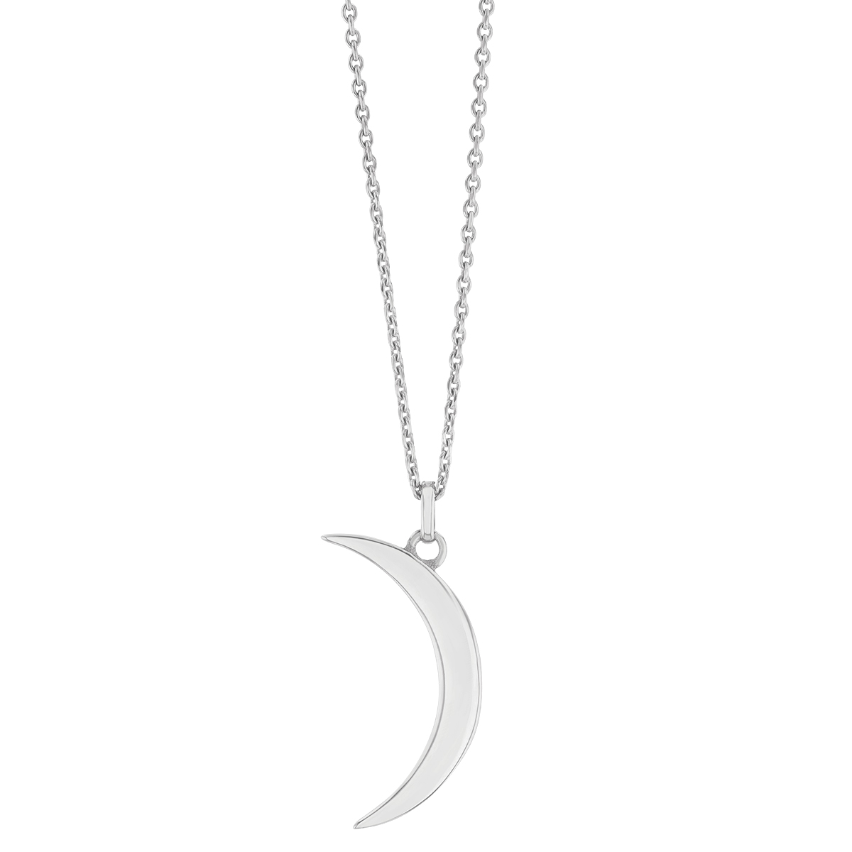 White Gold Crescent Moon Pendant, 18