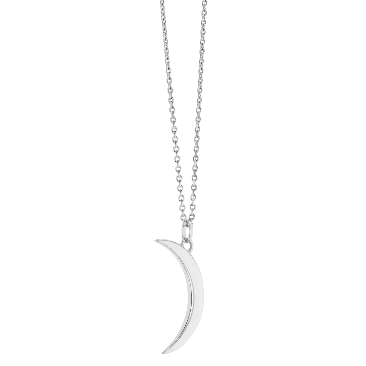 White Gold Crescent Moon Pendant, 18