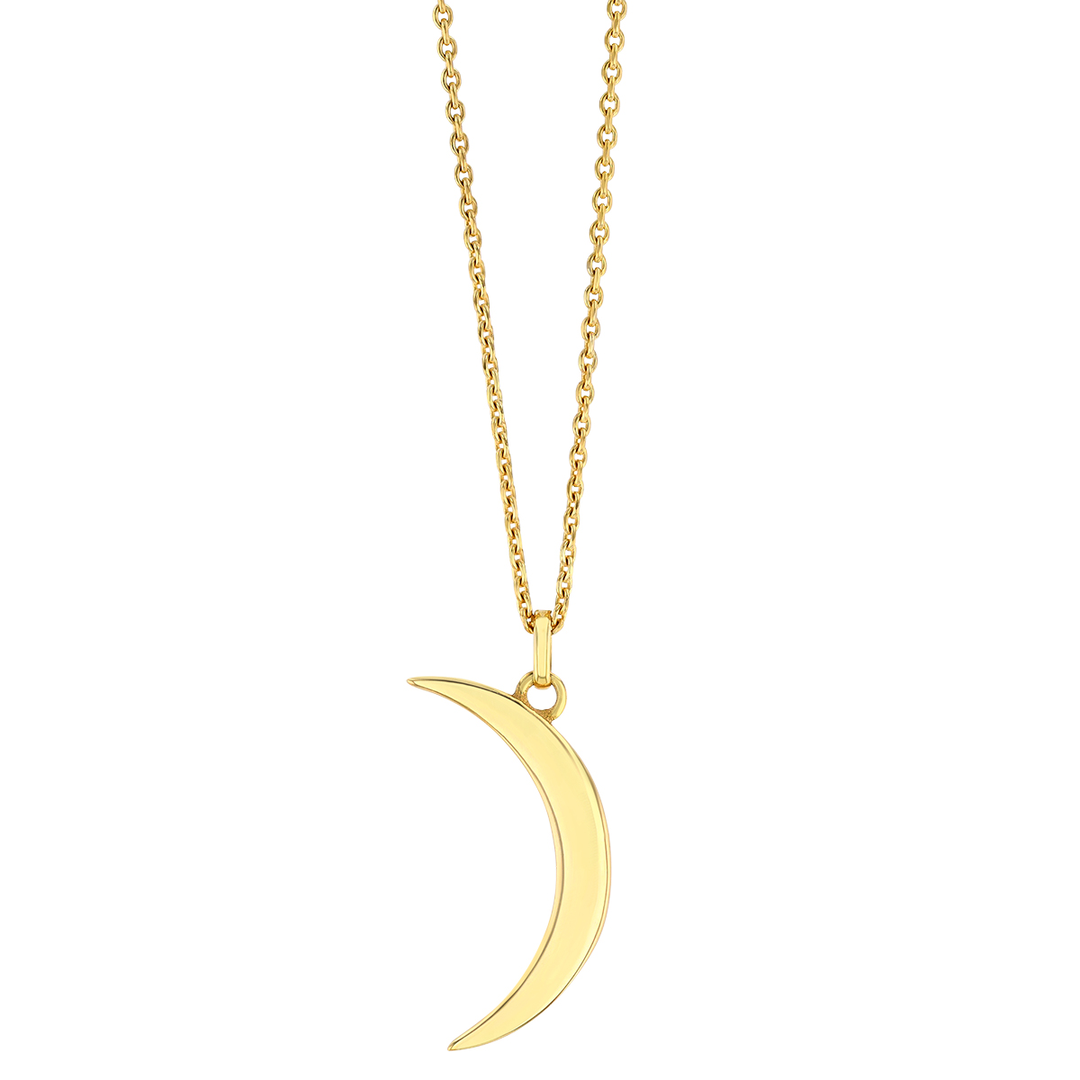 Yellow Gold Crescent Moon Pendant, 18