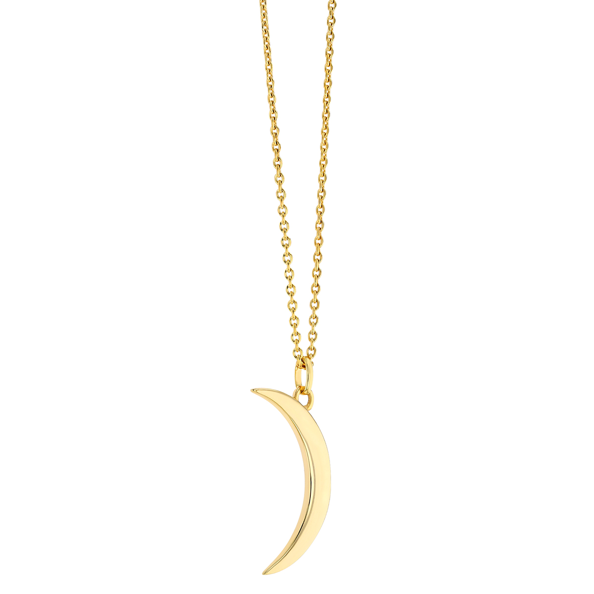 Yellow Gold Crescent Moon Pendant, 18