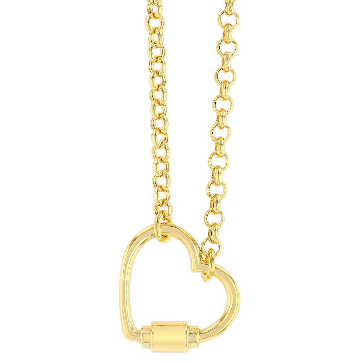 Yellow Gold Open Heart Pendant, 18