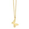Yellow Gold Engraved Butterfly Pendant, 18"