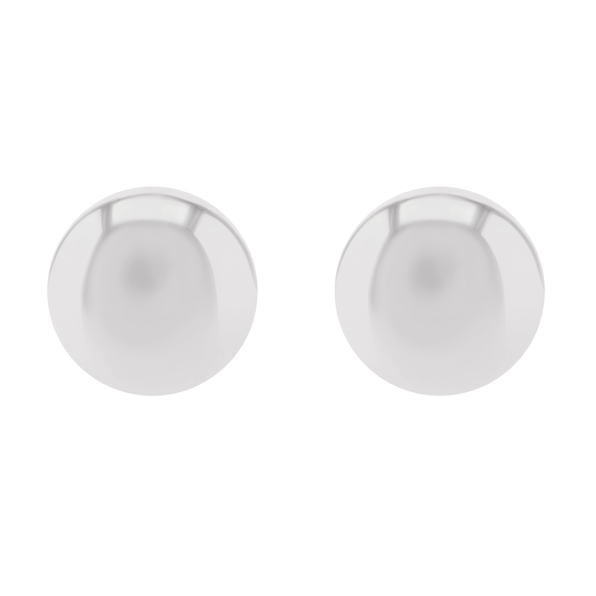 White Gold Dainty Button Stud Earrings, 4.5 mm