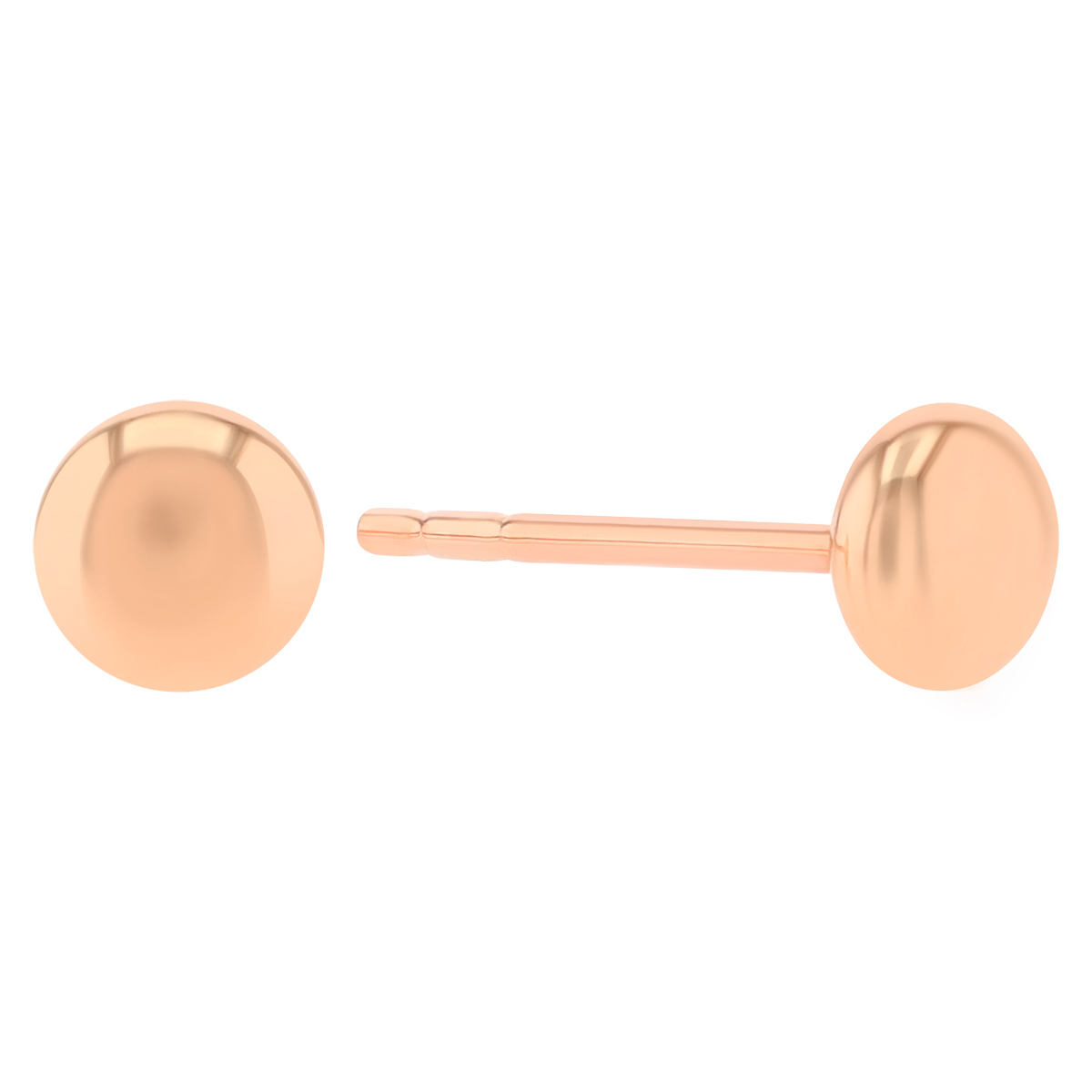 Rose Gold Dainty Button Stud Earrings, 4.5 mm