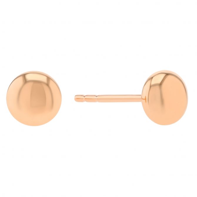 Rose Gold Dainty Button Stud Earrings, 5.5 mm