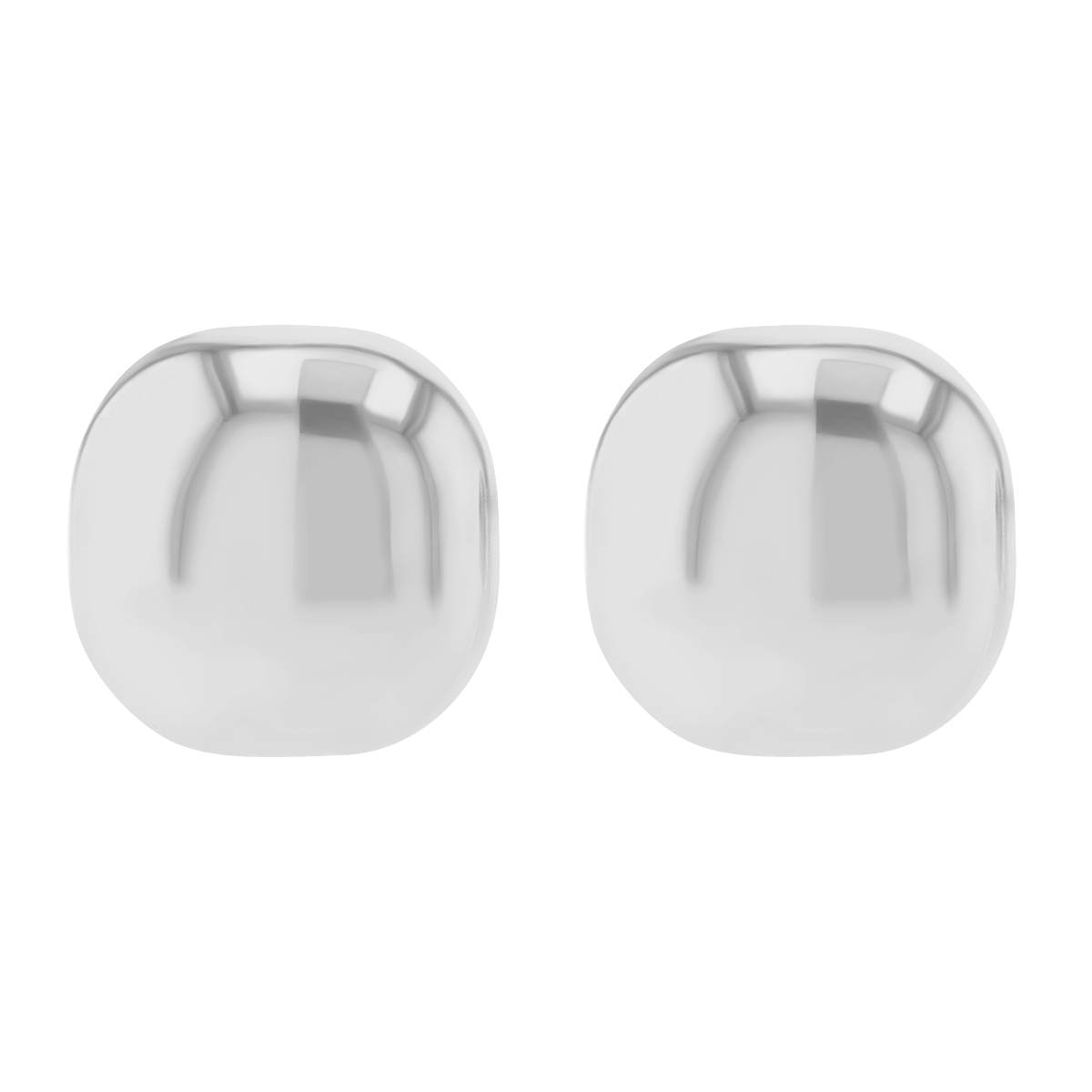 White Gold Dainty Square Button Stud Earrings, 6 mm