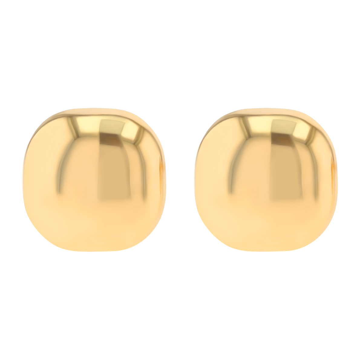 Yellow Gold Dainty Square Button Stud Earrings, 6 mm