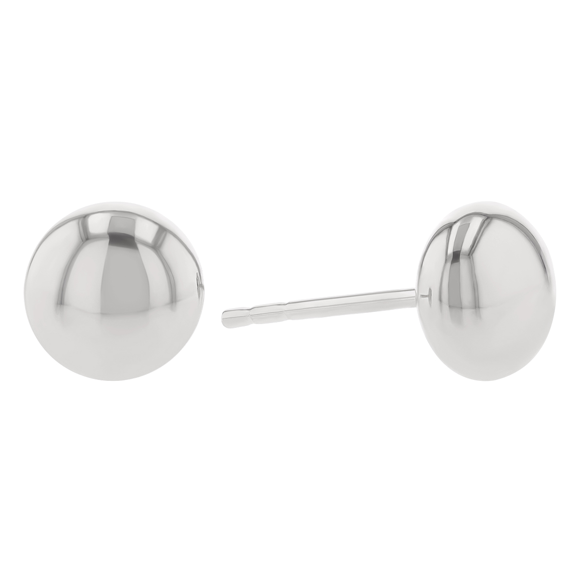 White Gold Dainty Button Stud Earrings, 7 mm