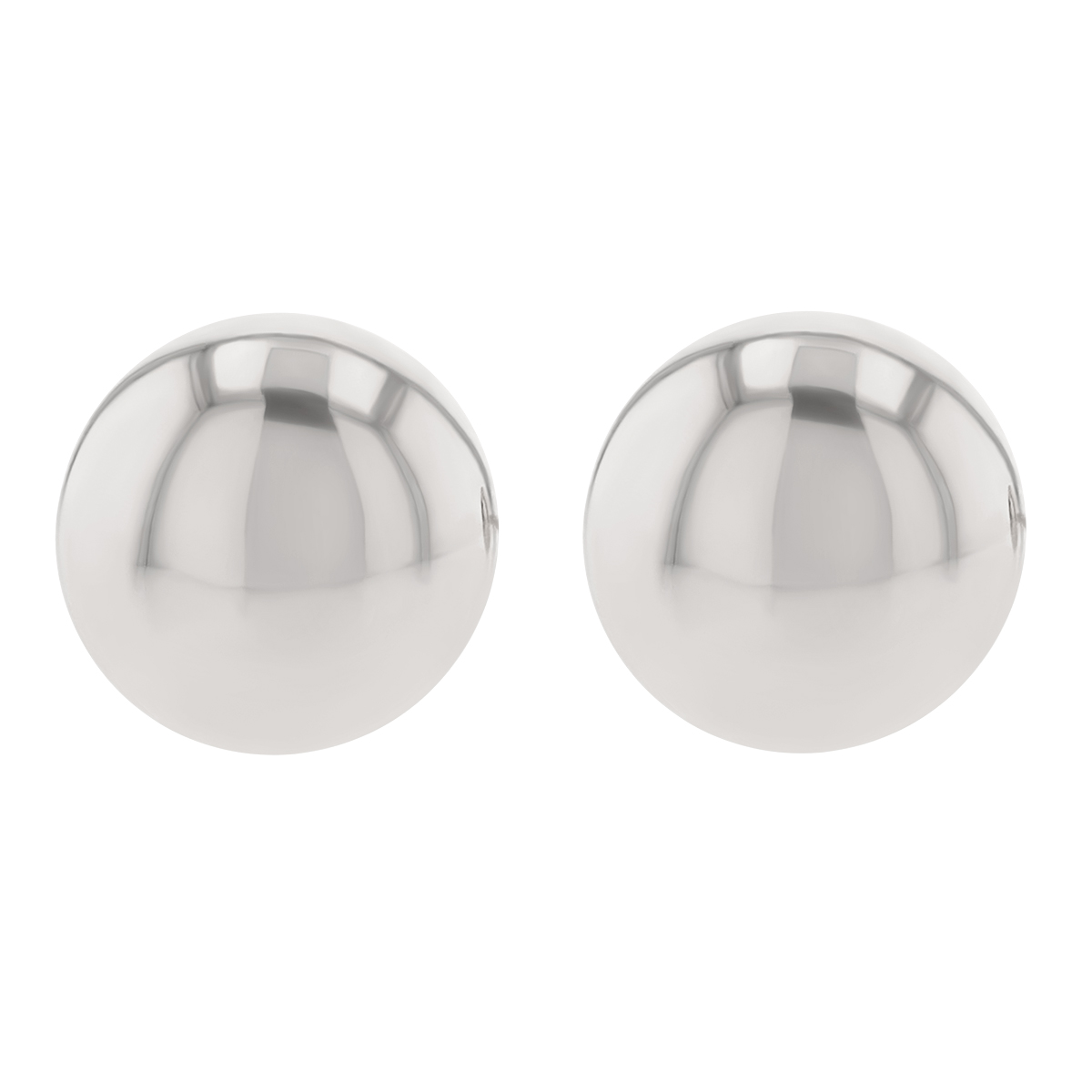 White Gold Dainty Button Stud Earrings, 7 mm