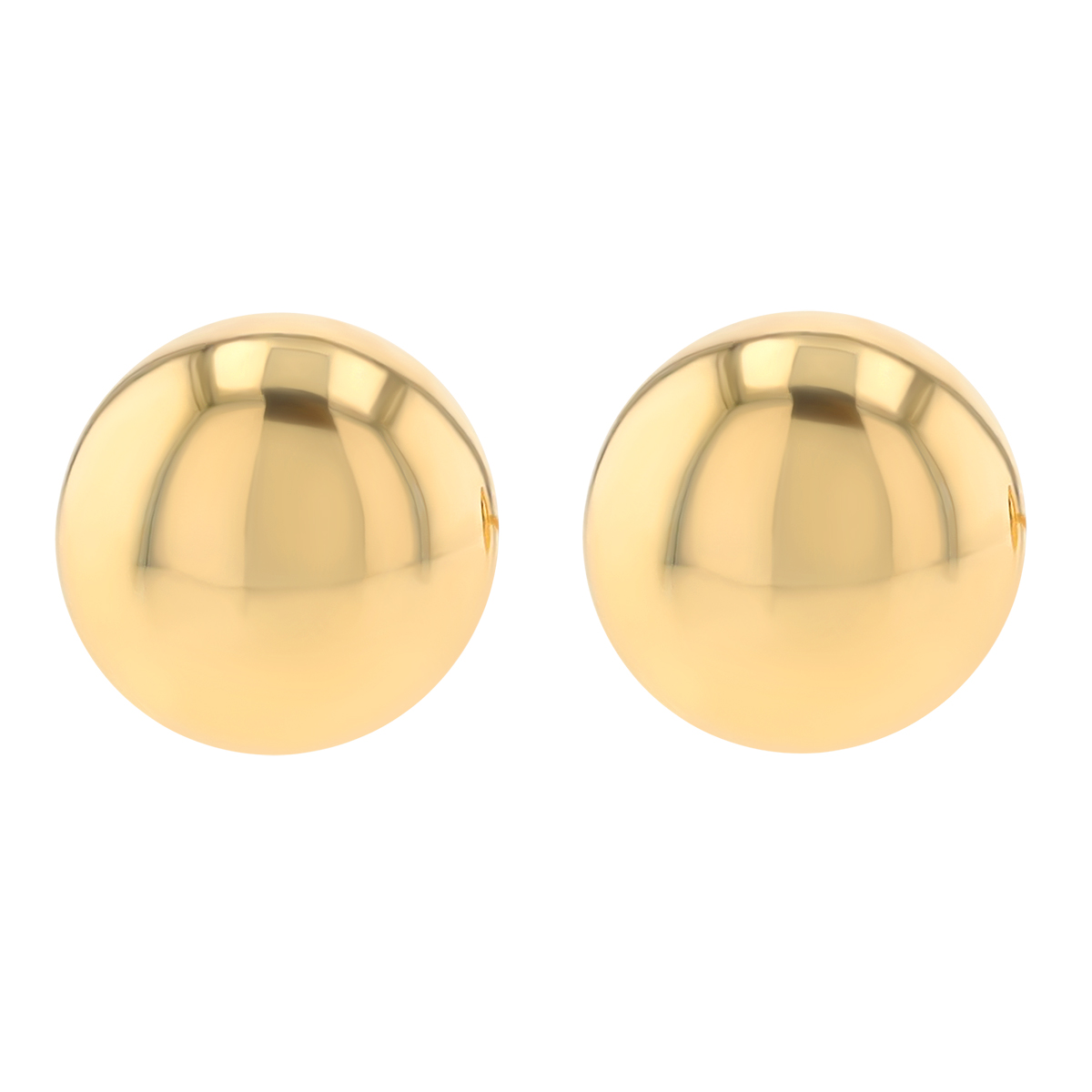 Yellow Gold Dainty Button Stud Earrings, 7 mm