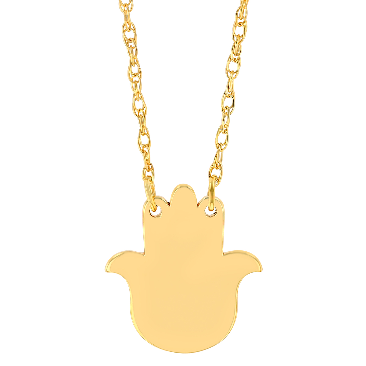 Yellow Gold Solid Hamsa Pendant, 18