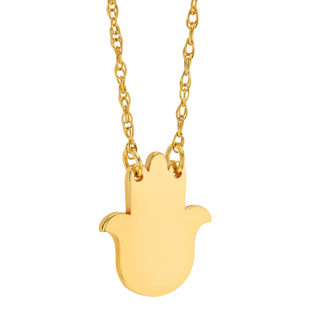 Yellow Gold Solid Hamsa Pendant, 18