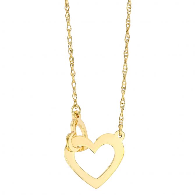 Yellow Gold Interlocking Heart Necklace, 18"