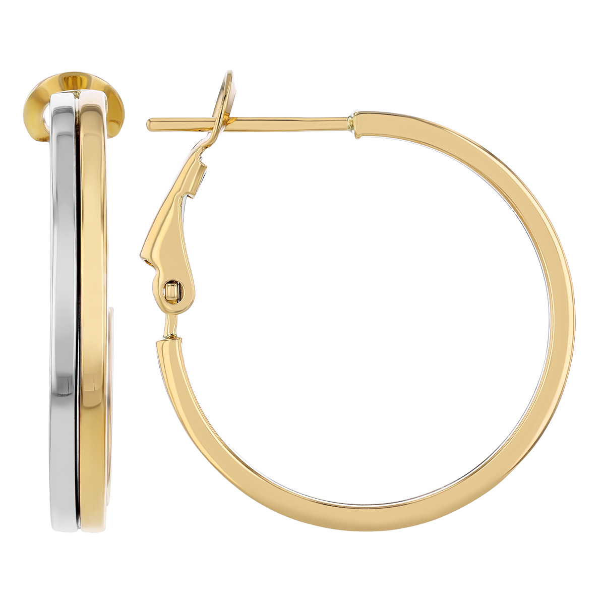 White & Yellow Gold Double Hoop Earrings