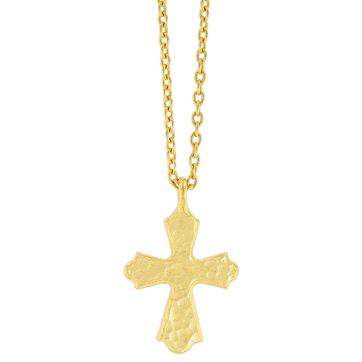 Gurhan Hammered Yellow Gold Tapered Cross Pendant, 18