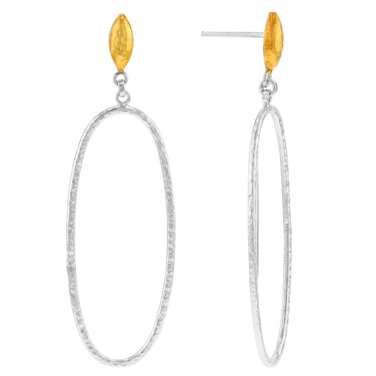 Gurhan Yellow Gold Vermeil & Sterling Silver Large Open Oval Dangle Earrings