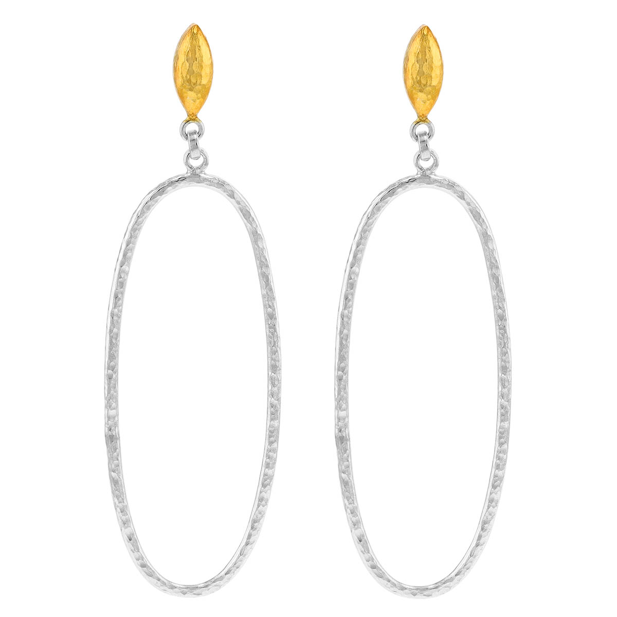 Gurhan Yellow Gold Vermeil & Sterling Silver Large Open Oval Dangle Earrings