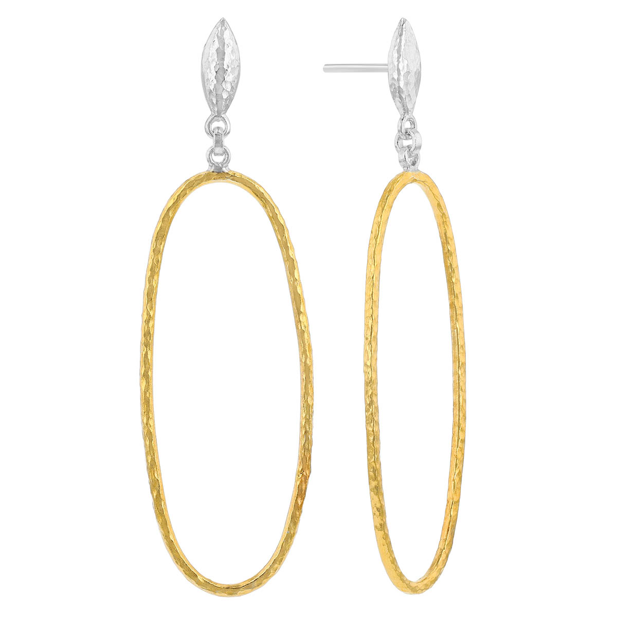Gurhan Sterling Silver & Yellow Gold Vermeil Large Open Oval Dangle Earrings