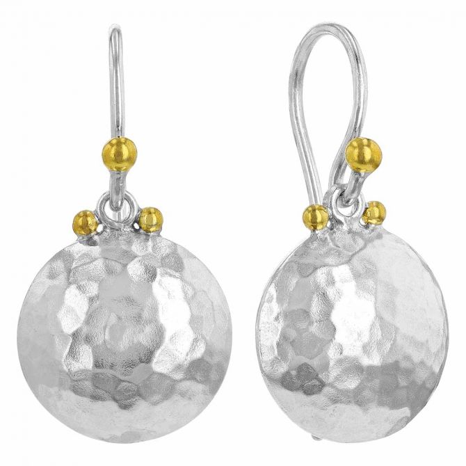 Gurhan Sterling Silver Disc Drop Earrings with Yellow Gold Vermeil Accents