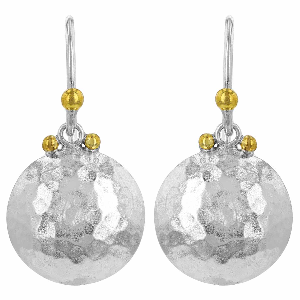 Gurhan Sterling Silver Disc Drop Earrings with Yellow Gold Vermeil Accents