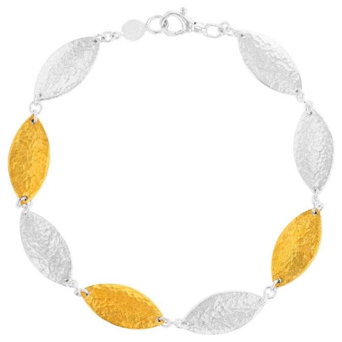 Gurhan Sterling Silver & Yellow Gold Vermeil Marquise Flat Link Bracelet, 7.75"