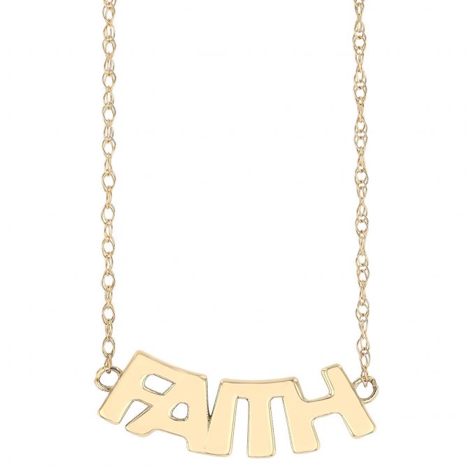 Yellow Gold "Faith" Necklace, 16"
