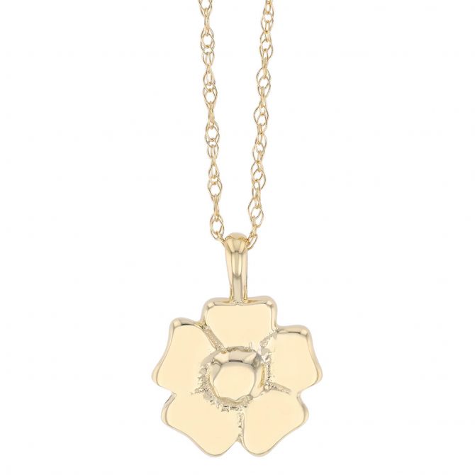 Yellow Gold Flower Pendant, 18"