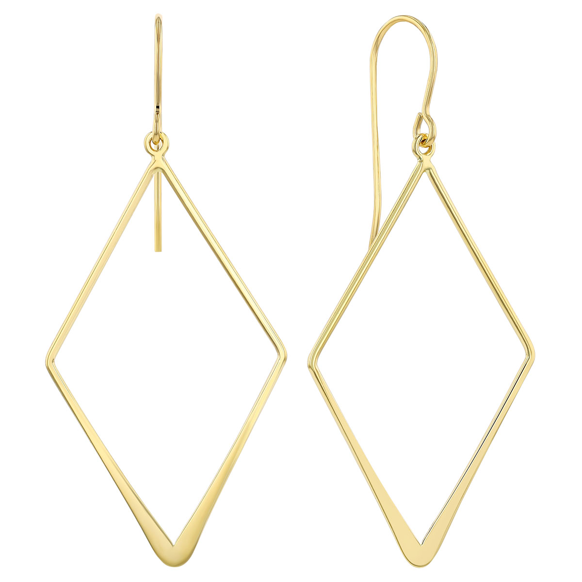 Yellow Gold Open Kite-Shaped Dangle Earrings