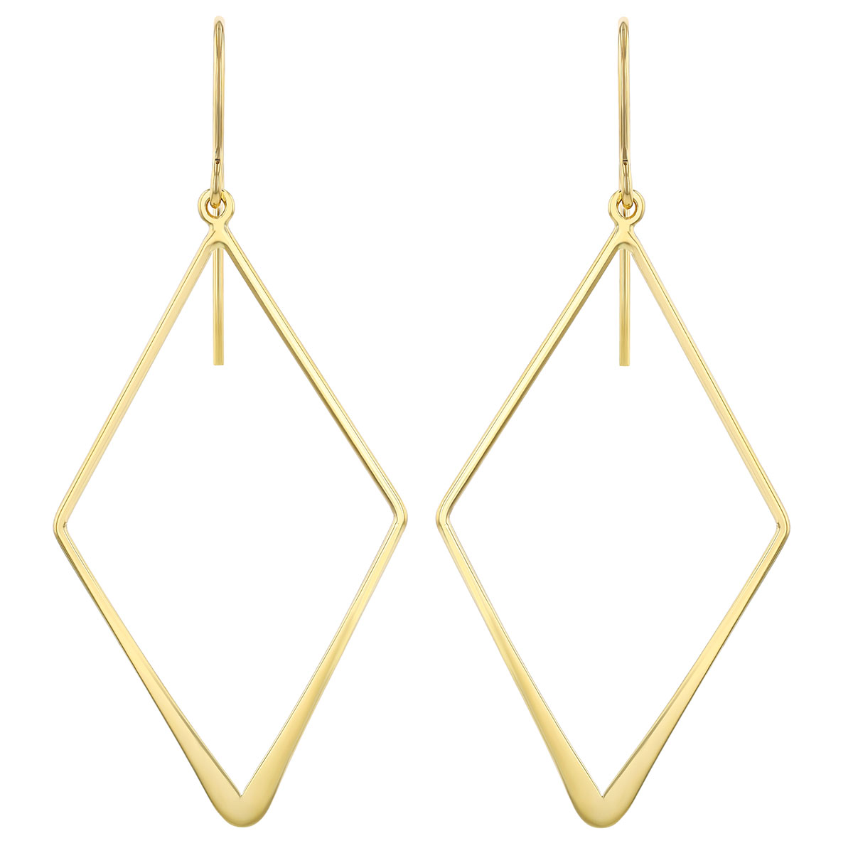 Yellow Gold Open Kite-Shaped Dangle Earrings