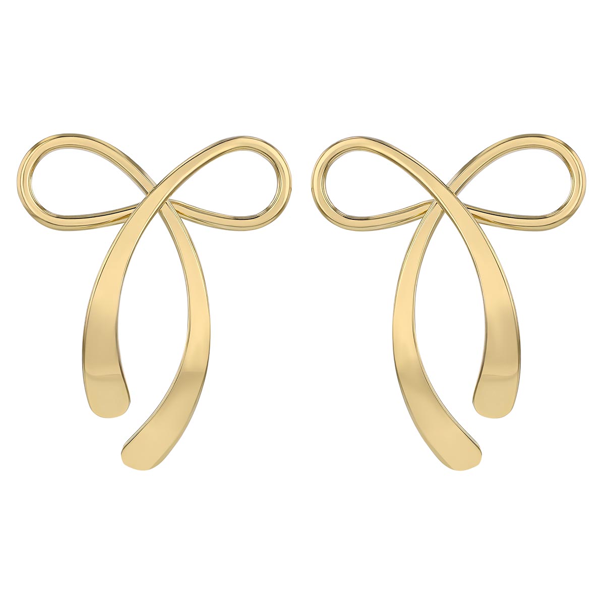 Yellow Gold Bow Stud Earrings
