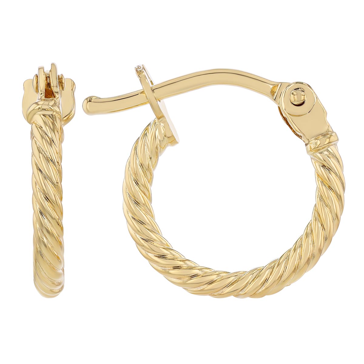 Yellow Gold Children's Twisted Huggie Hoop Earrings