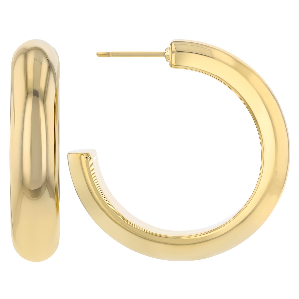 Yellow Gold Half Round Open Hoop Earrings