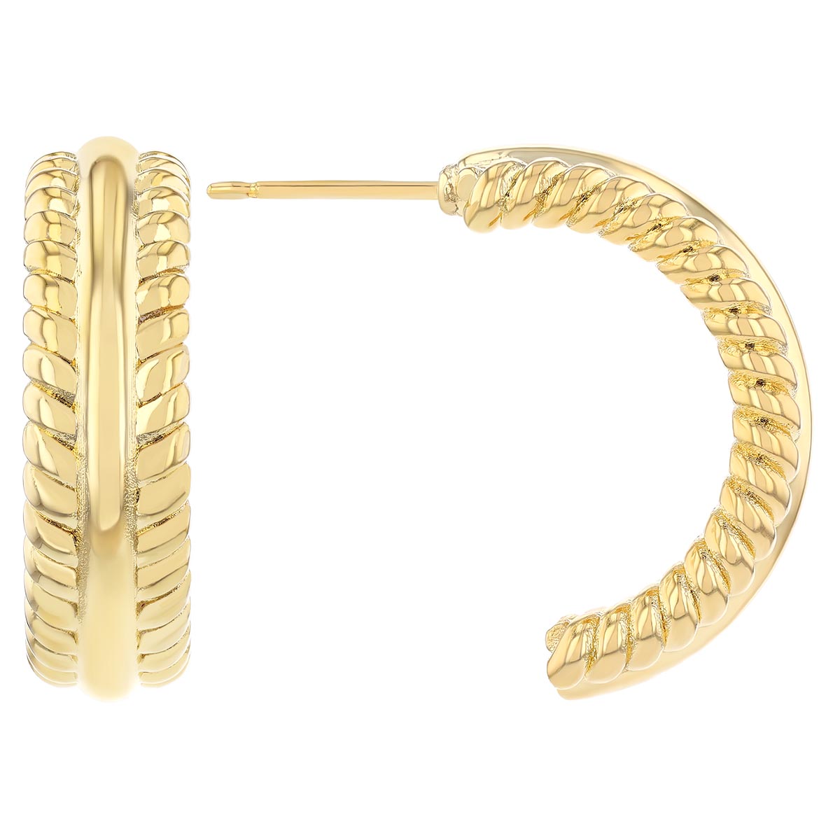 Yellow Gold Twist Half Hoop Earrings