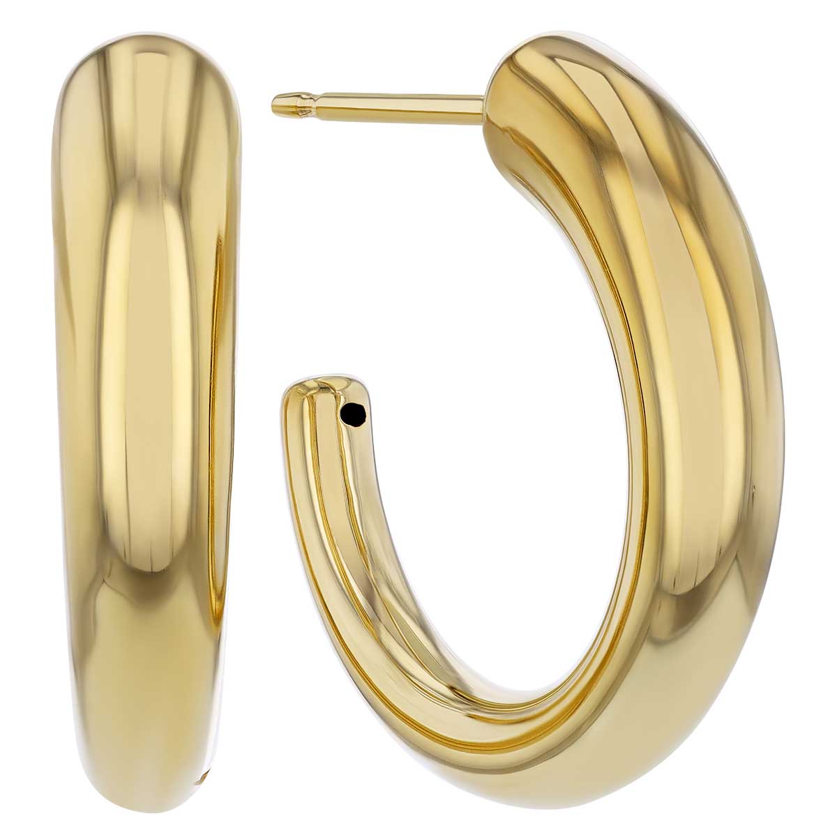 Yellow Gold Tapered Hoop Earrings