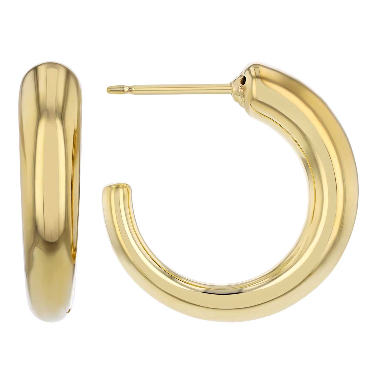 Yellow Gold Tapered Hoop Earrings