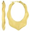 Yellow Gold Wavy Oval Hoop Earrings