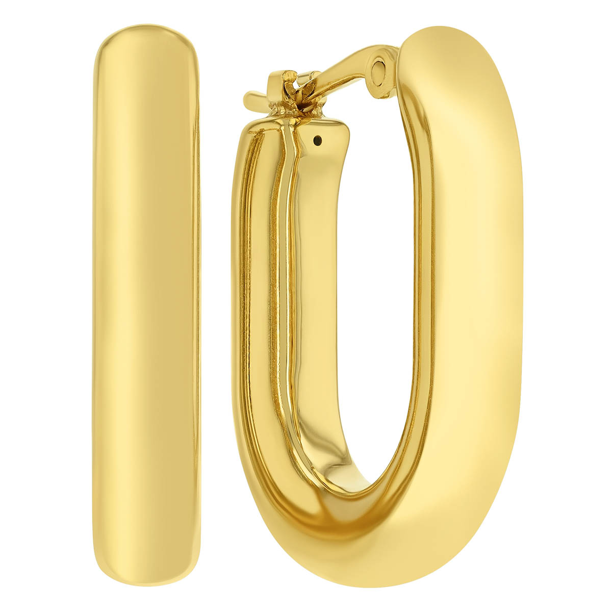 Yellow Gold Rounded U-Shape Hoop Earrings