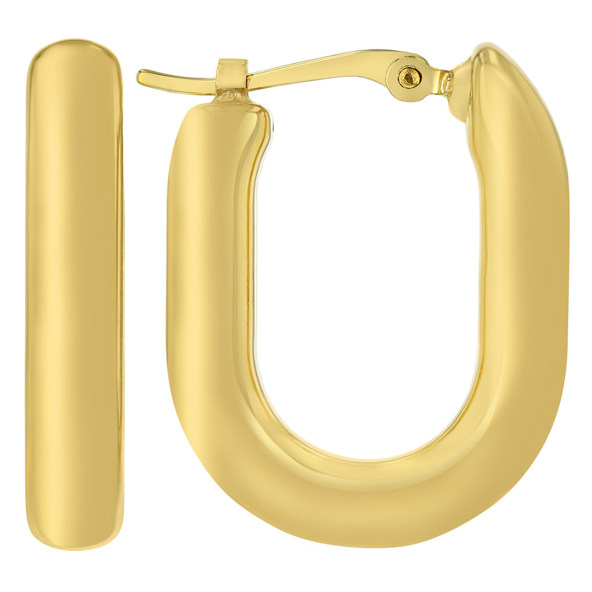 Yellow Gold Rounded U-Shape Hoop Earrings