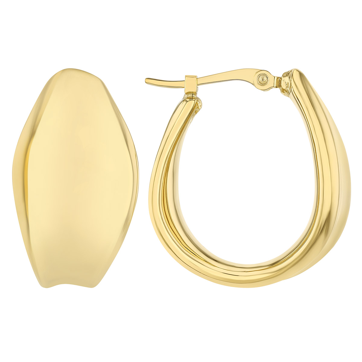 Yellow Gold Wave Hoop Earrings