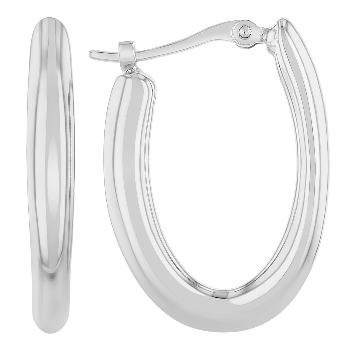 While Gold Small Oval Huggie Hoop Earrings