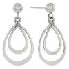 White Gold Double Teardrop Shape Dangle Earrings
